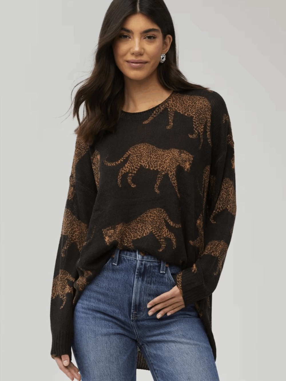 Show Me Your Mumu Bonfire Catwalk Leopard Sweater Animal Print XS